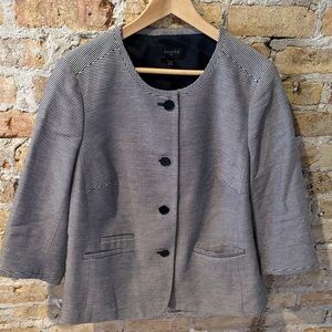 Talbots 3/4 Sleeve Lady Blazer Jacket size 16W blue cream stripe